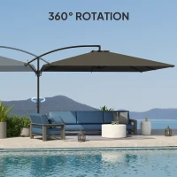 Outsunny Rectangular Cantilever Parasol 111" x 150.4", Outdoor Garden Umbrella with Adjustable Tilt, UV Protection UPF50+, Grey(m-7)