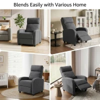 HOMCOM Fabric Recliner Sofa Manual Recliner, Home Theater Seating Single Reclining Sofa Chair with Padded Seat for Living Room, Dark Grey(m-6)