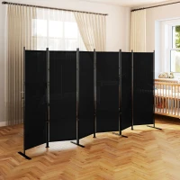 HOMCOM 6 Panel Room Divider, 6 Ft Folding Privacy Screen, Portable Freestanding Partition Wall Divider, Black(m-10)