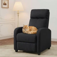 HOMCOM Single Recliner Sofa, Manual Home Theater Seating, Single Reclining Sofa Chair with Padded Seat for Living Room, Black(m-7)