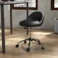 HOMCOM Salon Stool, Adjustable Rolling Stool, Black(m-8)