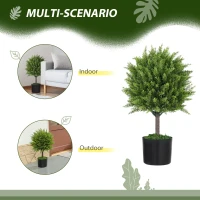 HOMCOM Decorative Artificial Plants, Cedar Topiary Trees in Pots, Fake Plants for Home Indoor outdoor Decor, Green(m-6)