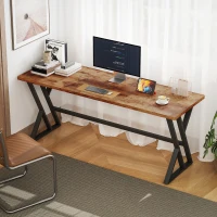 HOMCOM 71" Computer Desk, Industrial Writing Table with X-Shaped Frame for Home Office, Rustic Brown(m-8)