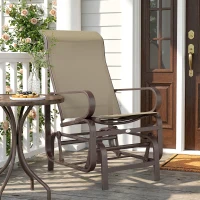 Outsunny Patio Glider, Outdoor Glider Chair with Breathable Mesh Fabric for Patio, Yard, Porch, Brown(m-1)