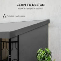 Outsunny 10' x 10' Wall Pergola, Outdoor Gazebo with 2 Curtains and 2 Nettings, UV Resistant, for Patio, Deck, Dark Grey(m-4)