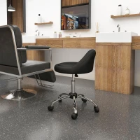 HOMCOM Salon Stool, Adjustable Rolling Stool, Black(m-10)