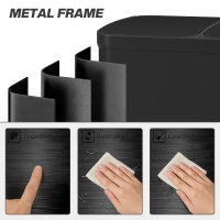 HOMCOM Kitchen Garbage Bin, 2 x 7.9 Gal (2 x 30 L) Trash Can, Soft-Close Garbage Can with Removable Inner Buckets, Black(m-7)