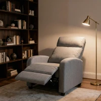 HOMCOM Manual Recliner Sofa Manual Home Theater Seating, Single Linen-Touch Sofa Armchair for Living Room, Light Grey(m-9)