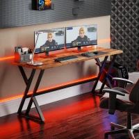 HOMCOM 71" Computer Desk, Industrial Writing Table with X-Shaped Frame for Home Office, Rustic Brown(m-7)