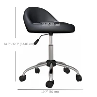 HOMCOM Salon Stool, Adjustable Rolling Stool, Black(m-3)