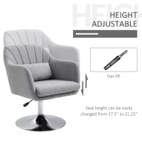HOMCOM Leisure Chair with Metal Base, Modern Swivel Linen Midback Sofa Chair with Lumbar Support, for Living Room Bedroom Office, Grey(m-4)