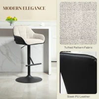 HOMCOM Bar Stools Set of 2, Swivel Counter Height Barstools with Back, Footrest, Armrests, Adjustable Height, Light Grey(m-4)