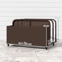 Outsunny Rolling Pool Storage Rattan Patio Furniture Outdoor Storage Wicker Organizer for Floats, Paddles, Balls, Towels, Brown(m-3)