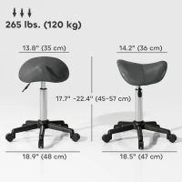 HOMCOM Saddle Stool, Adjustable Rolling Stool, Grey(m-3)