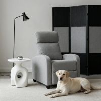 HOMCOM Manual Recliner Sofa Manual Home Theater Seating, Single Linen-Touch Sofa Armchair for Living Room, Light Grey
