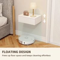 HOMCOM Set of 2 Wall Mounted Bedside Tables, Floating Nightstands with Drawer for Bedroom, White(m-5)
