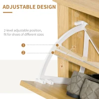 HOMCOM Shoe Storage Cabinet with 2 Flip Drawers and Adjustable Shelves for 12 Pairs of Shoes, Natural Wood(m-5)