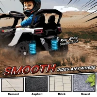 Qaba 12V Kids Ride On Truck, Battery Powered Electric UTV Vehicle with Rear Suspension, Remote Control for 3-5 Years, White(m-8)