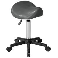 HOMCOM Saddle Stool, Adjustable Rolling Stool, Grey(m-2)