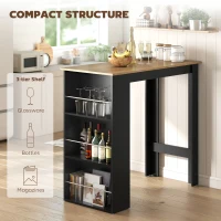 HOMCOM Modern Bar Table, Counter Height Dining Table with 3 Storage Shelves for Kitchen, Dining Room, Living Room, Walnut(m-4)