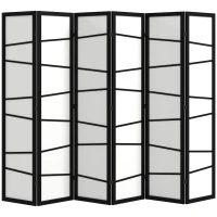 HOMCOM 66.9" Folding Room Divider, 6 Panel Wall Partition with Wood Frame for Bedroom, Home Office, White(m-11)