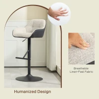 HOMCOM Bar Stools Set of 2, Swivel Counter Height Barstools with Back, Footrest, Armrests, Adjustable Height, Light Grey(m-7)