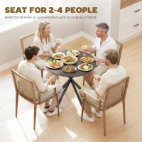 HOMCOM 31.5" Industrial Round Dining Table - Distressed Dark Brown(m-4)