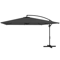 Outsunny Rectangular Cantilever Parasol 111" x 150.4", Outdoor Garden Umbrella with Adjustable Tilt, UV Protection UPF50+, Grey(m-2)