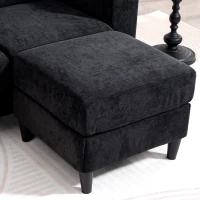 HOMCOM Sectional Sofa, L Shaped Corner Sofa with Changeable Chaise, High-density Foam Padding Seat, Linen Fabric, Wooden Legs, Black(m-10)