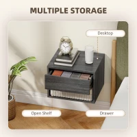 HOMCOM Floating Nightstand Set of 2, Wall Mounted Bedside Table with Drawer for Bedroom, Grey(m-7)