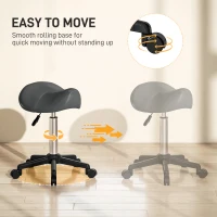 HOMCOM Saddle Stool, Adjustable Rolling Stool, Grey(m-5)