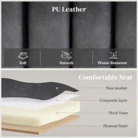 HOMCOM Bedroom Bench PU Leather End of Bed Bench with Cylindrical Seat and Metal Legs for Bedroom Living Room Hallway Black(m-4)