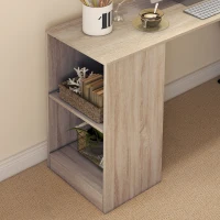 HOMCOM 55" Corner Computer Desk, 360° Rotating L-Shaped Desk, Home Office Workstation with 3-Tier Shelves, Bookshelf(m-10)