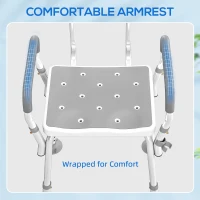 HOMCOM Adjustable Shower Chair with Arms Back and Padded Seat, Light Grey(m-5)