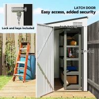 Outsunny 4.3' x 6.3' Outdoor Storage Shed Lean to Shed Outdoor Metal Tool Shed with Lockable Door and Air Vents, White(m-5)