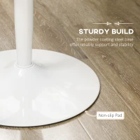 HOMCOM Modern Kitchen Table for 2 People, Round Dining Table with Steel Base for Living Room, Dining Room, White(m-5)