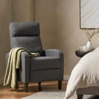 HOMCOM Fabric Recliner Sofa Manual Recliner, Home Theater Seating Single Reclining Sofa Chair with Padded Seat for Living Room, Dark Grey(m-8)