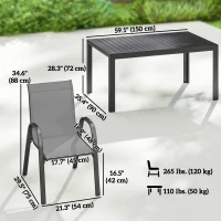 Outsunny 7 Pieces Outdoor Dining Set for 6, Patio Furniture Set with Rectangular Patio Table and Stackable Chairs, Light Grey(m-3)
