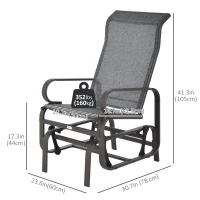 Outsunny Patio Glider with Breathable Mesh Fabric, Outdoor Glider Chair, Garden Rocking Gliding Seat for Patio, Yard, Porch, Grey(m-3)
