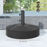 Outsunny Patio Umbrella Base Holder, Heavy Duty Outdoor Umbrella Stand Base, Sand/Water Filled, Φ22" x 15.7" H, Black(m-3)