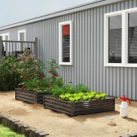 Outsunny Raised Garden Bed Galvanized Steel Planter Box for Vegetables, Flowers, Herbs, Black(m-10)