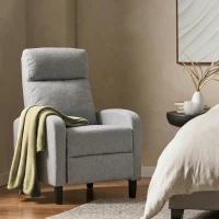 HOMCOM Manual Recliner Sofa Manual Home Theater Seating, Single Linen-Touch Sofa Armchair for Living Room, Light Grey(m-7)