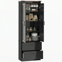 HOMCOM 67" Tall Kitchen Pantry Storage Cabinet, Kitchen Pantry Cabinet with Doors, Drawers and Adjustable Shelves, Black(m-11)