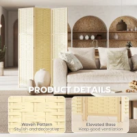 HOMCOM 3-Panel Room Divider, 5.6 FT Freestanding Folding Privacy Screen, Partition Wall Divider, Natural Wood(m-6)