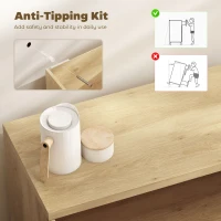 HOMCOM Sideboard Buffet Cabinet Set of 2, Kitchen Cabinet with Soft-Close Door and Adjustable Shelves for Living Room, Oak(m-9)