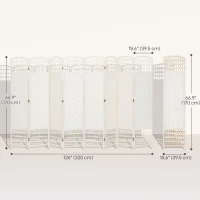 HOMCOM 8 Panel Folding Room Divider, Portable Privacy Screen, Wave Fiber Room Partition for Home Office, White(m-3)