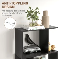 HOMCOM 5-Tier Geometric Bookshelf, S Shaped Bookcase, Modern Freestanding Display Shelf Unit for Home Office, Black(m-6)