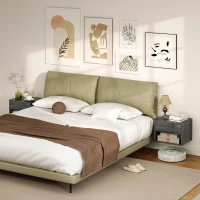 HOMCOM Floating Nightstand Set of 2, Wall Mounted Bedside Table with Drawer for Bedroom, Grey(m-9)