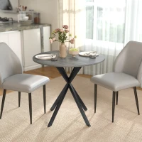 HOMCOM 31.5" Industrial Round Dining Table - Distressed Grey(m-1)