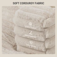 HOMCOM 60" Chaise Lounge Chair, Oversized Upholstered Sofa Bed with Cup Holders & Pillows, Sleeper Couch for Living Room, Beige(m-4)